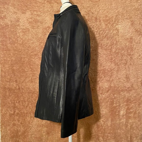 Jones New York Womens Black Leather Jacket Size Medium - Picture 4 of 15